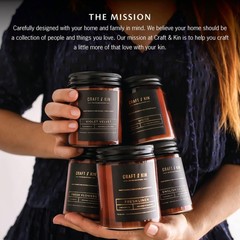 Craft & Kin Scented Candles for Men | Premium Wood Amber Jar – 8oz,