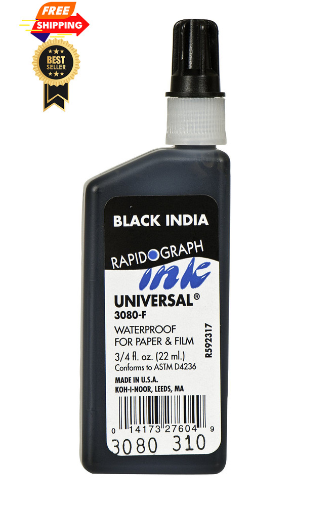Koh-I-Noor Dye-Based Universal Drawing Ink 0.75 0.7 fl oz, Black India 3080f