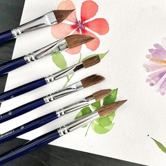 Synthetic Sable Blend Nature Hair Watercolor Brushes-12pcs 12pcs, Dark Blue
