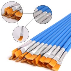 60 Pcs Flat Paint Brushes Small Art Craft Nylon Bristles for Watercolor Oil Acry