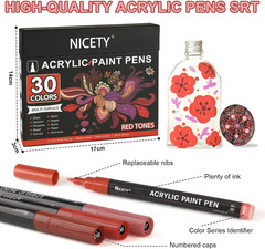 30 Colors Green Tones Acrylic Paint Pens Pro Color Series Markers Set Red