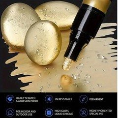 2pc Mirror Marker 2mm DIY Reflectiv Paint Pen Chrome Gold & Silver Liquid Marker