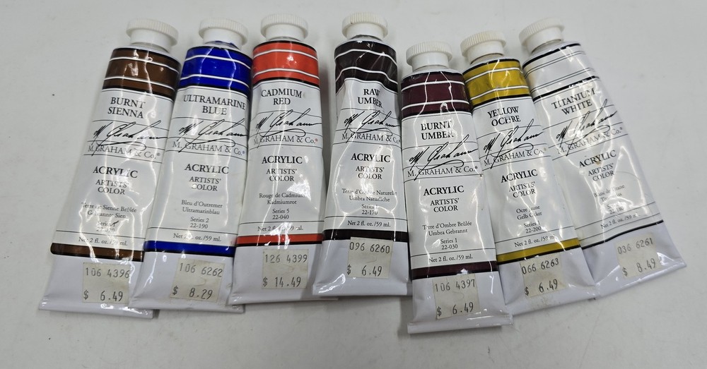M. Graham & Co. Artists’ Color Acrylic Paint Set – 7 Tubes, 2 fl. oz. Each