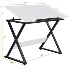 Drawing Board with Adjustable Split Top Tabletop, White/Black