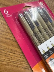 Sakura Pigma Micron Pen Set – 6 Extra Fine &fine point Archival ink black