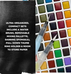 XNCW-24N, 24 Assorted Watercolors Field Sketch Set with Brush