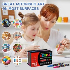 DICEKOO 240 Colors Acrylic Paint Markers, Soft Brush Tip Pens with Automatic …