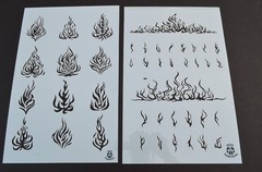 Mylar Airbrush Paint Tracing Stencils Camouflage Tattoo RC Body Mask FLAMES FIRE