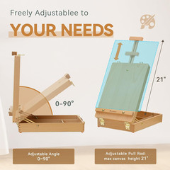 Tabletop Art Easel for Painting, Premium Wooden Sketchbox, Portable Desktop Pain