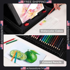 VigorFun 240-Piece Art Set with Easel Sketch Pads Crayons Colored Pencils