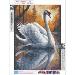 DPHERO DIY Swan Diamond Painting Kits for Adults,5D Twilight Mittel, White