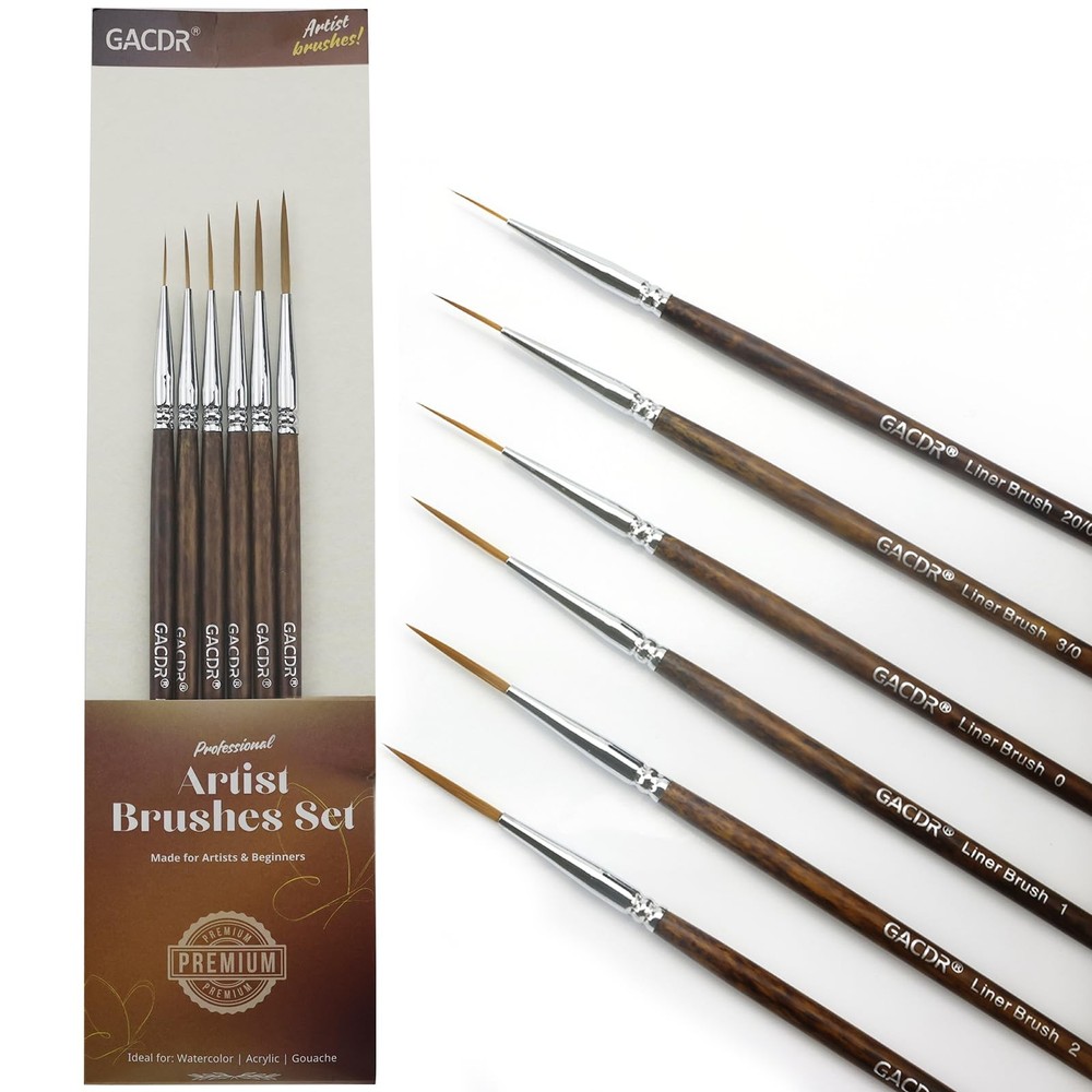 6 PCS Rigger Liner Brushes Extra Long Fine Tip Script Pinstriping Acrylic