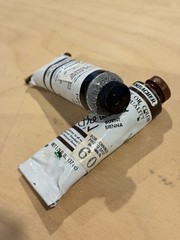 Grumbacher Oil Paint Pre-tested, Set Of Two, Burnt Sienna & Black Ivory, Vintage