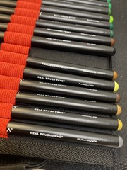 Arteza Real Brush Pens 93 Markers Black & Red Case with Handle & Strap