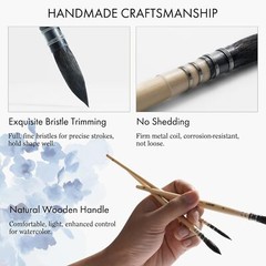 ARTIFY 3PCS Professional Natural Squirrel Hair Standard, Size #0, #2, #4