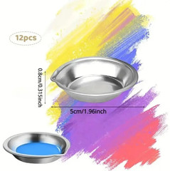 12pcs Stainless Steel Paint Mixing Bowls Color Trays for Oil Acrylic DIY Art