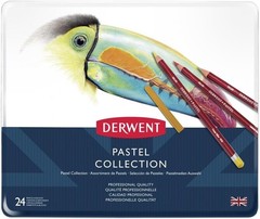 24 Count Pastel Colored Pencils Art Set in Metal Tin Drawing Supplies
