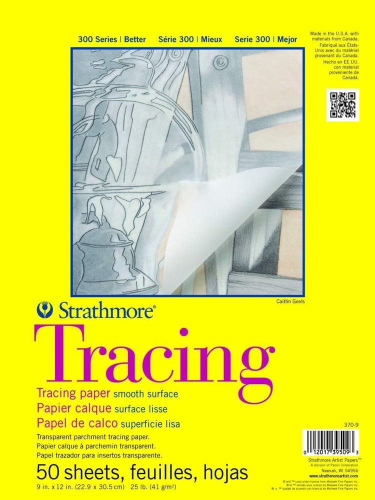 Strathmore 300 Series Tracing Paper Pad, Tape Bound, 9×12 9×12, White.