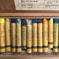 Vintage Wooden Box of Sakura Cray-Pas Pastels Crayon Sticks
