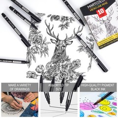 MARTCOLOR Micro Pen Fineliner Pens, 10 1 Count (Pack of 10), Black – 10 Pack