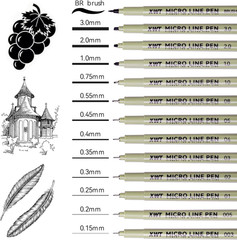 12+1 Fineliner Drawing Art Pens, Black Waterproof Pigment Ink Set for Artists, S