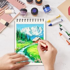 8.3×5.8 Sketch Book, Top Spiral Bound Sketch Pad, TopSpiral-NatureWhite-Grey