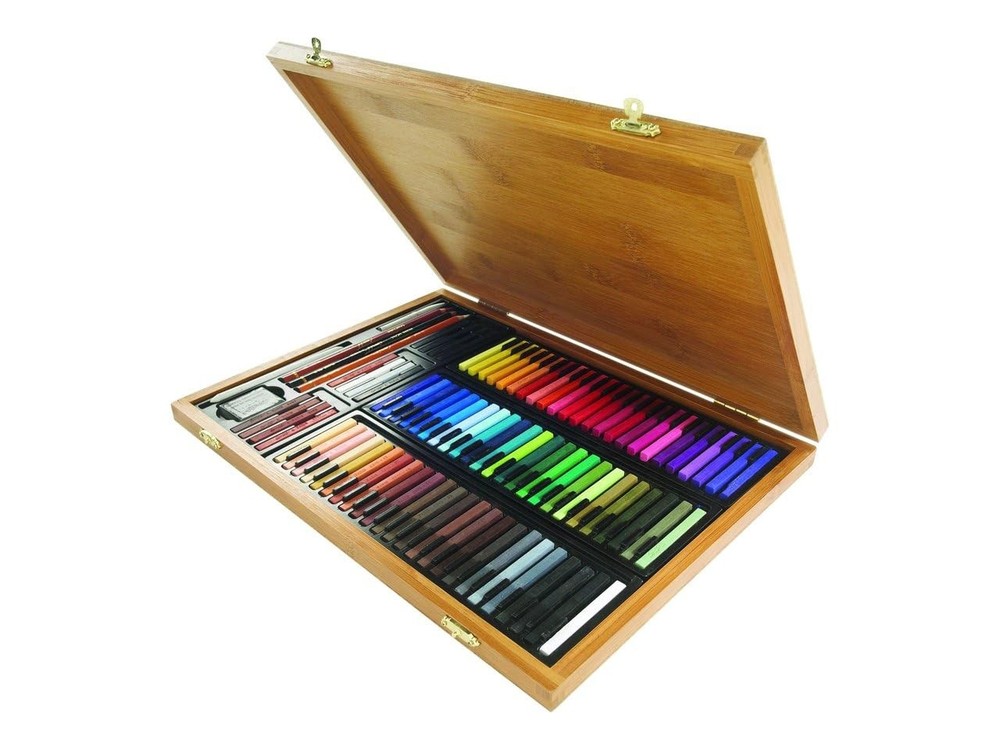 , Colour & Sketch Pastel Carré Wood Box, Set of 84 – Assorted