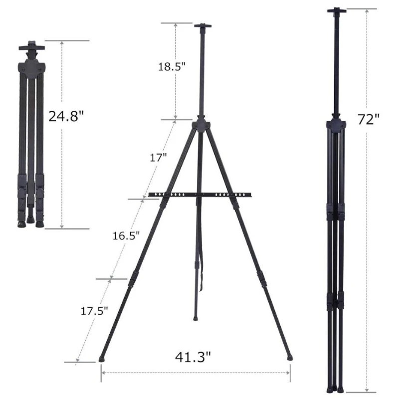 Foldable Adjustable Metal Sketch Easel Stand Portable Aluminum Alloy Travel 1Pc