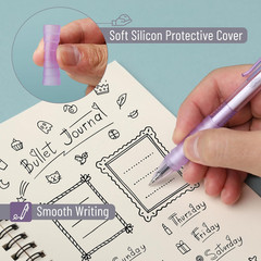 – Gel Pen Set, 12 Pack, Pastel Purple Barrels, 1 X Aesthetic Highlighter, 0.5Mm