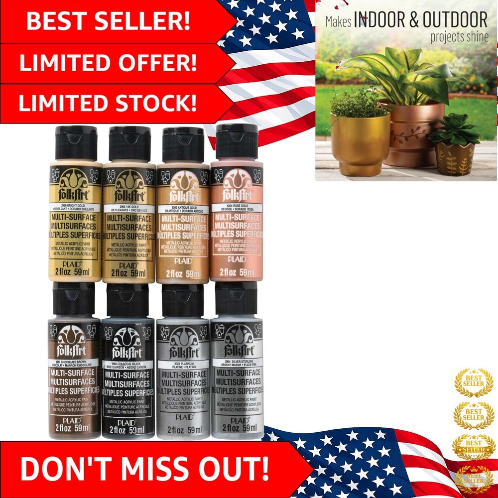 Metallic Acrylic Craft Paint Set – 8 Non-Toxic Colors, Perfect for Beginners