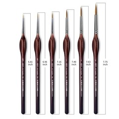 XDT#729-1 Micro Fine Tip Art Brush Set 6Pc #5/0#3/0#0#2#4#6 Nail Model Craft