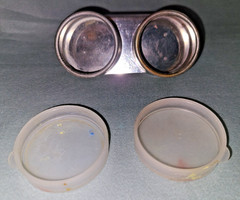Vtg Richeson 899 palette knife & metal double palette cup w lids, Italy