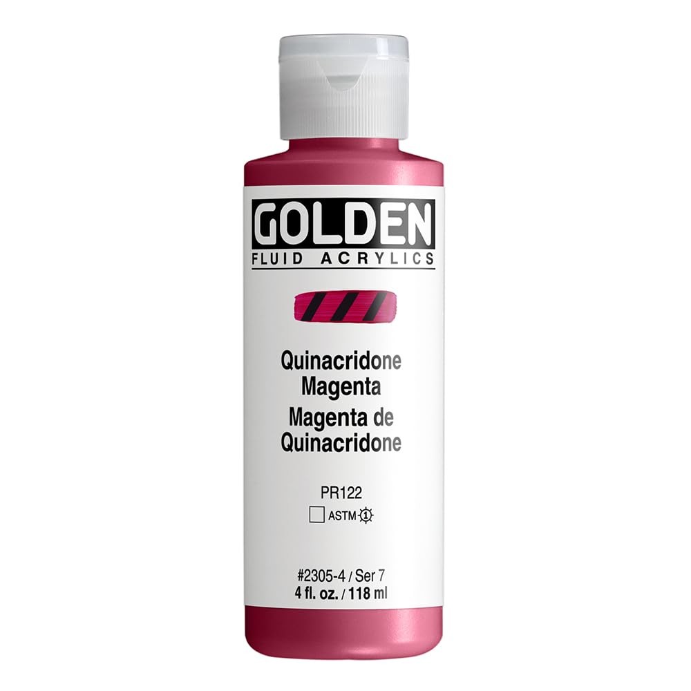 Professional Fluid Acrylic Paint Quinacridone Magenta 4 fl oz Transparent