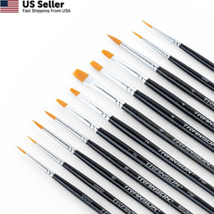 Transon 12pcs Small Detail Painting Brushes for Miniature Model 12 PCS, Brown
