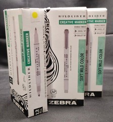 36 Zebra Mildliner Double Ended Markers Chisel & Bullet Tip Mild Yellow Wkt7-my