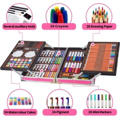 139 Pack Painting Drawing Art Kit Deluxe Double Layers Set Crafts Red