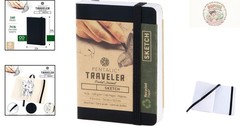 Portable 3″ x 4″ Sketchbook with Water-Resistant Cover and Elastic Closure