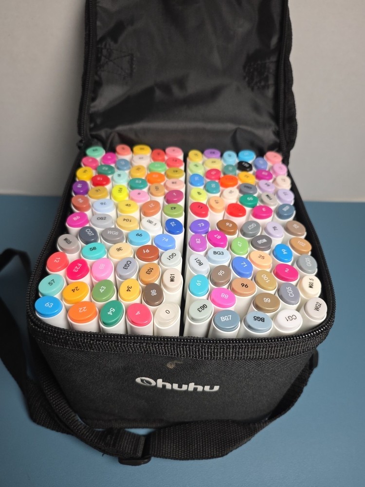 Ohuhu 120 Color Art Marker Set Alcohol-Based Broad & Fine Brush Tips