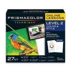 PRISMACOLOR TECHNIQUE ONLINE LESSONS LEVEL 2 COLOR & STYLE 27pc ANIMAL SET