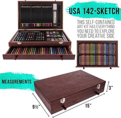 Mega Wood Artist Kit 162pc – Pro Drawing, Painting Supplies with Paper & Brushes