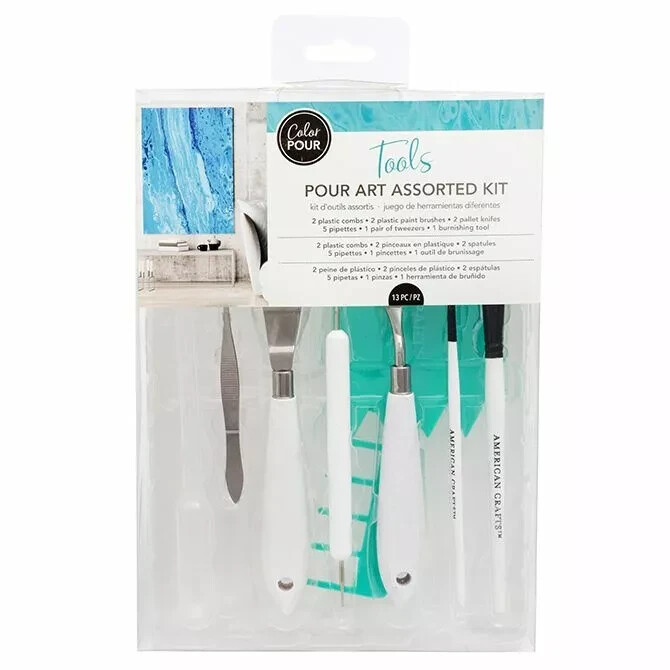 American Crafts Color Pour Assorted Tool Kit Crafting Essentials 13-Piece Set