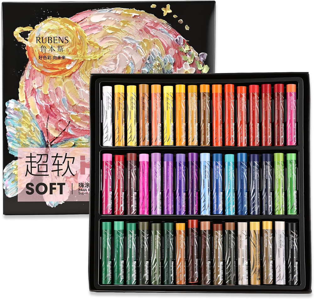 Oil Pastels Set 48 Colors, Professional Soft Creamy Texture, Easy
