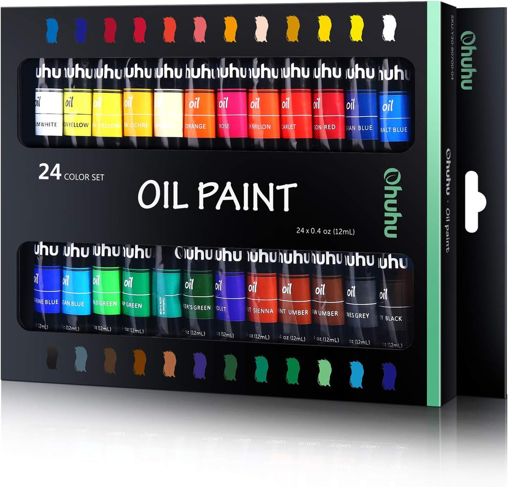 Oil Paint Set, 24 Oil-Based Colors, 12Ml/0.42Oz X 24 Tubes Non-Toxic Oil Paintin