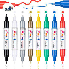 Oil Based Paint Markers, 8 Colors Dual Tip Paint Pens Paint Markers(0.7Mm & 3Mm)