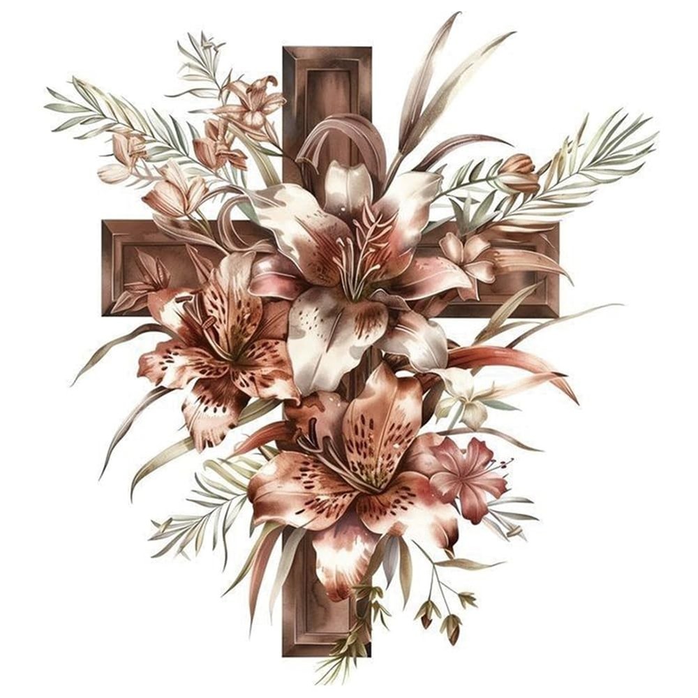 Cross Flowers Diamond Painting Kits for Adults, Diamond Art Kits for Beginners,