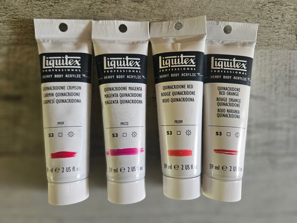 4 Liquitex Heavy Body Acrylic Paint 2-oz Quinacridone Red Orange Magenta Crimson