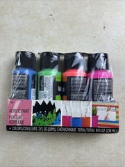 Multi-Surface paint Set 4 Bottle 8 Fl Oz Neon Blacklight Art kit New