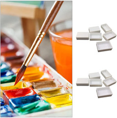 50 Pcs White Painting Full Pans Empty Watercolour Pan Palette Boxes for Kids Adu