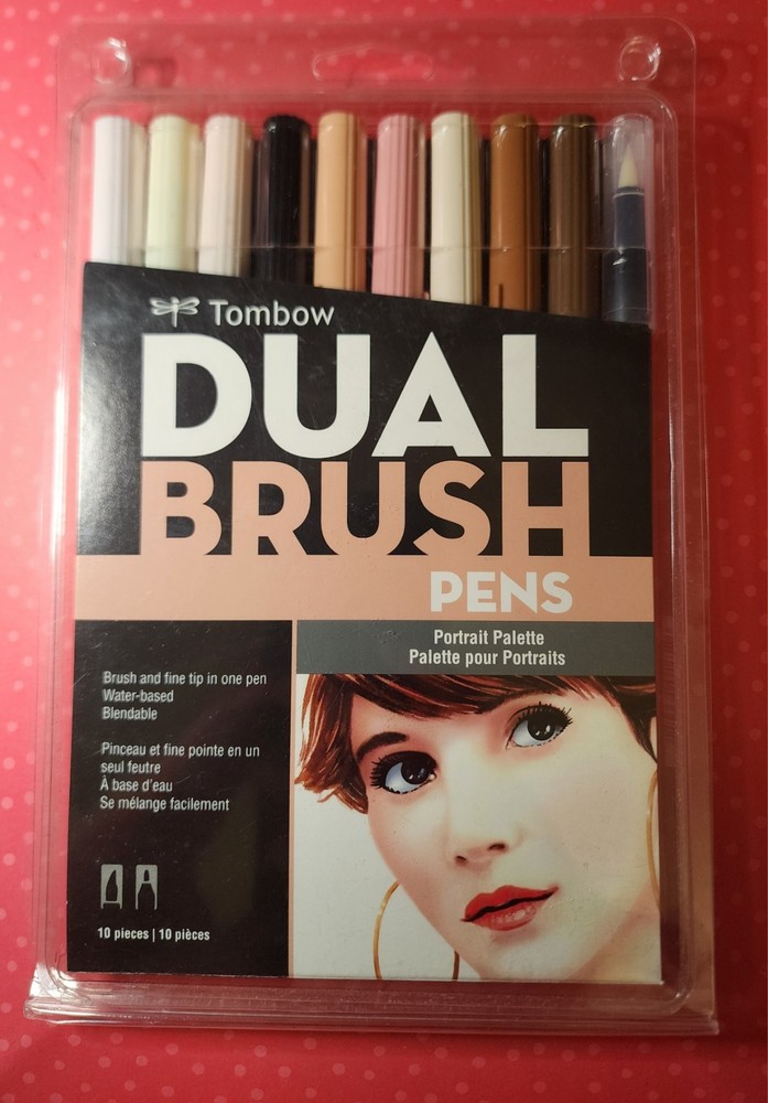 Tombow Dual Brush Pens (Fine and Brush Tip) Portrait Palette, 10 Pieces
