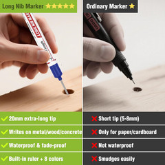 8Pcs Long Nib Marker, Long Head Deep Hole Marker Pens, Waterproof Construction
